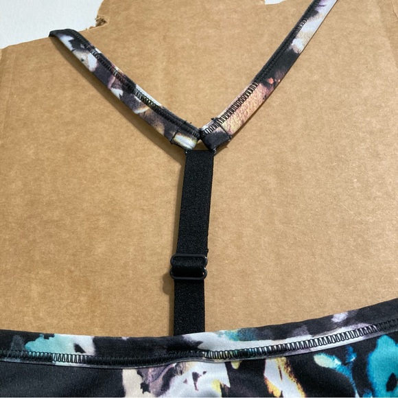 NIKE Indy Floral Dri Fit Black White Green Tan Sports Athletic Exercise Bra LRG - Picture 8 of 13